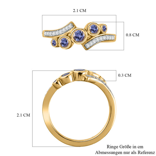 Tansanit und Zirkon-Ring, 925 Silber vergoldet  ca. 0,47 ct image number 7