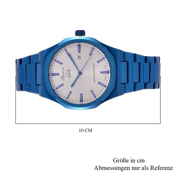 GENOA - Japanisches Uhrwerk, Weßes Sonnenschliff-Zifferblatt mit Balkenindexen, Edelstahl mit Faltschließe, Reiner Edelstahl, 20 cm image number 8