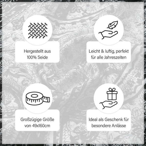 Eleganter Schal aus 100% Seide, Schwarz image number 4