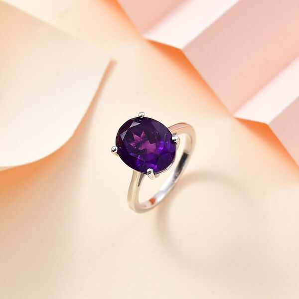 AA Afrikanischer Amethyst Ring, 925 Silber platiniert (Größe 18.00) ca. 4.27 ct image number 2