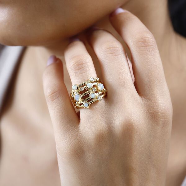 AA natürlicher, äthiopischer Welo Opal und Zirkon-Ring - 0,93 ct. image number 4