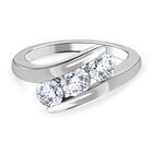 88 Facetten Moissanit Ring, 925 Silber platiniert, (Größe 21.00) ca. 1.15 ct