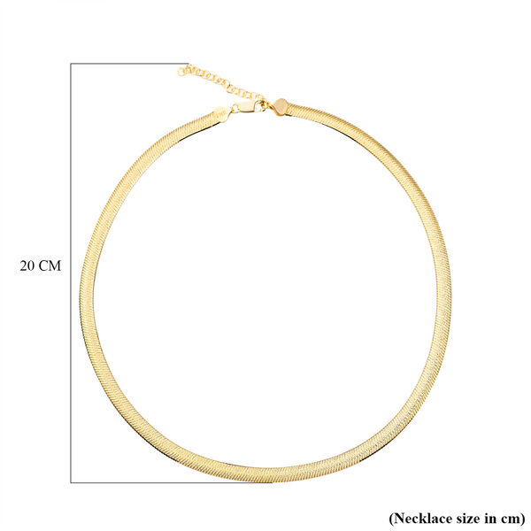 Chunky Choker flache Fischgrätenkette in vergoldetem Silber image number 4