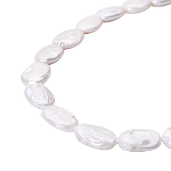 Wei&szlig;e Keshi Perlen-Halskette, ca. 50 cm, 925 Silber rhodiniert image number 3