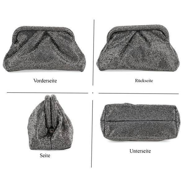 Clutch mit Metallschulterriemen, 24x11x13cm, Grau image number 3