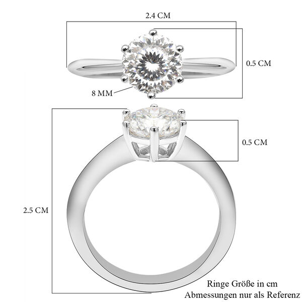 Moissanit Solitär Ring in Silber, 1,75 ct. image number 8