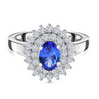 AAA Tansanit und Zirkon Halo-Ring, 925 Silber platiniert  ca. 1,30 ct image number 0