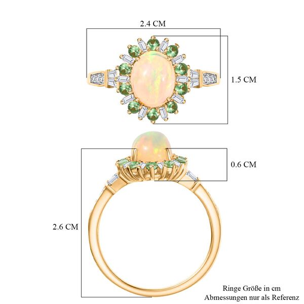 AA Nat&uuml;rlicher, &auml;thiopischer Welo Opal, Tsavorit Granat und Moissanit Ring - 1,96 ct. image number 7