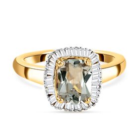 AAA Turkizit und Diamant-Ring, 925 Silber Gelbgold Vermeil  ca. 1,72 ct