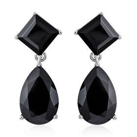 Schwarze Spinell Ohrringe, 925 Silber platiniert, ca. 20,70 ct