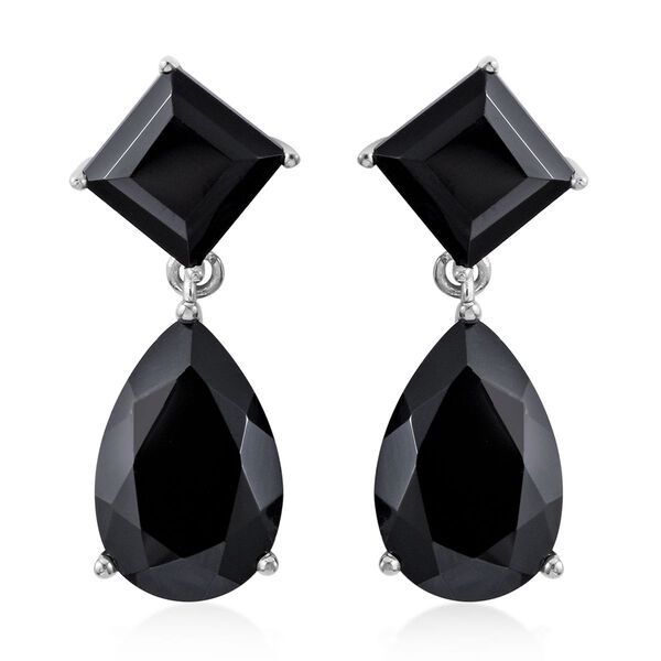 Schwarze Spinell Ohrringe, 925 Silber platiniert, ca. 20,70 ct