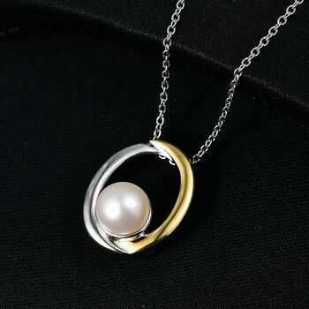 EverTrue zweifarbiger S&uuml;&szlig;wasserperle Anh&auml;nger mit 50cm Kette und Ohrringe