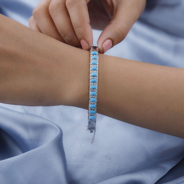 Amerikanischer, natürlicher Sleeping Beauty Türkis und Zirkon-Armreif - 3,30 ct. image number 2