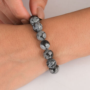 Flexibles Schneeflocken Glasachat Armband - 125 ct.