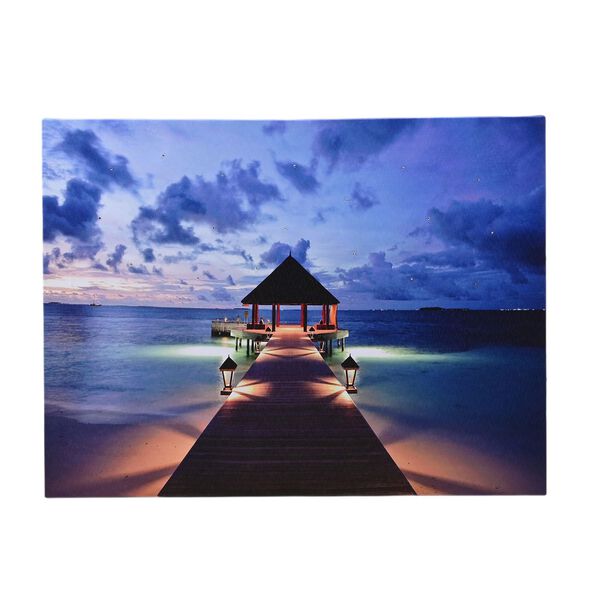 LED-Leinwandbild, MDF und Canvas, 30x40 cm, Strand Pavillon