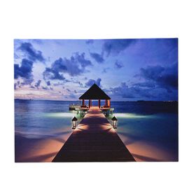 LED-Leinwandbild, MDF und Canvas, 30x40 cm, Strand Pavillon