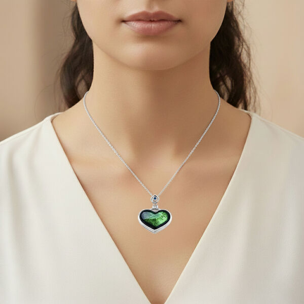 Majestätischer Wächter - Schwarzer Jadeit (Herz), Zirkonia Anhänger mit Kette ca. 50 cm 316L Edelstahl, Legierung image number 2