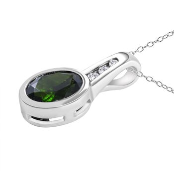 2er-Set - nat&uuml;rlicher Chromdiopsid und Zirkon-Anh&auml;nger mit Kette - 1,41 ct.