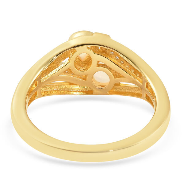 Natürlicher Äthiopischer Opal und Zirkon Ring 925 Silber Gelbgold Vergoldet image number 5