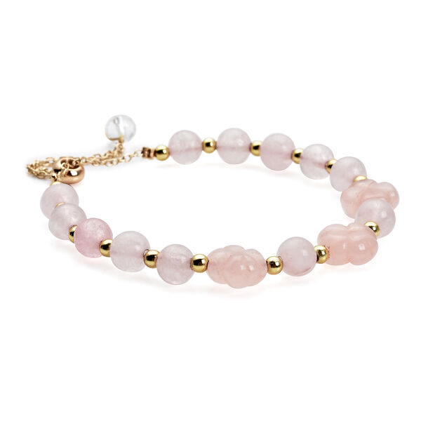 Rosenquarz Armband ca. 14 cm goldfarben ca. 14,50 ct image number 3
