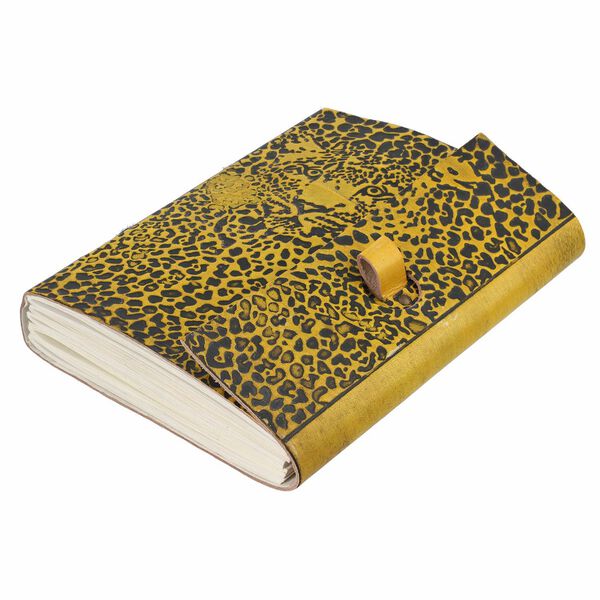 Echtlederbuch mit Leoparden Design und Holzstift image number 2