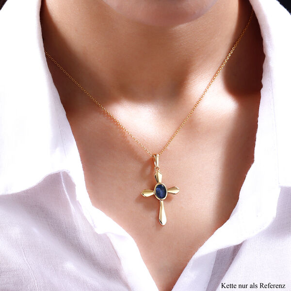 Boulder Opal Triplett Solitär-Kreuz-Anhänger in Silber image number 2