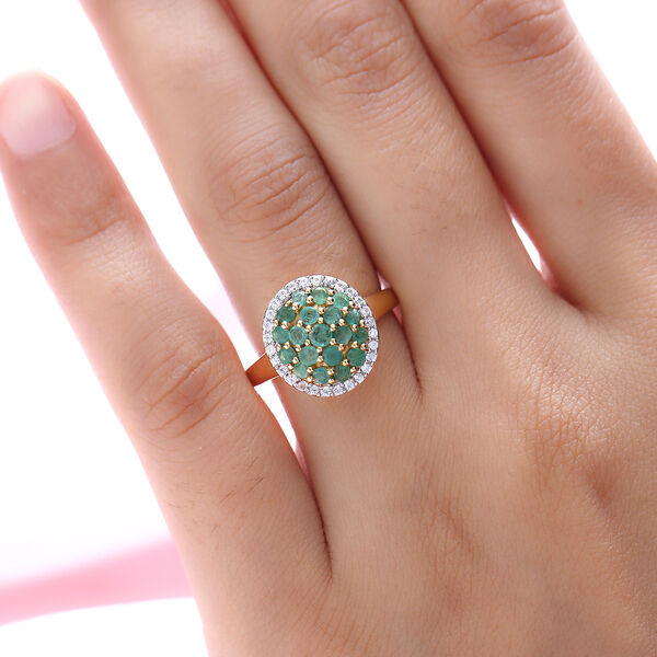 AAA Smaragd und Zirkon Ring - 1,05 ct. image number 3