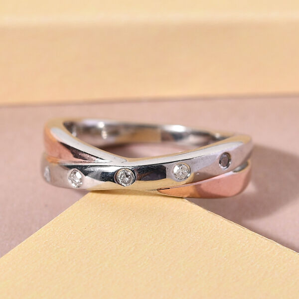 Diamant Ring 925 Silber Bicolor  ca. 0,10 ct image number 2