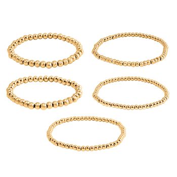 5er-Set &ndash; Kugel-Perlen-Armb&auml;nder in Goldton