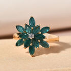 Grandidierit und Zirkon Blumen-Ring, 925 Silber vergoldet  ca. 1,77 ct image number 1