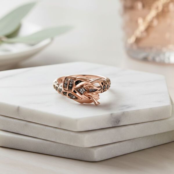 GP - Kanchanaburi Blauer Saphir, Nat&uuml;rlicher Champagner Diamant Ring 925 Silber 750 Ros&eacute;gold Vermeil (Gr&ouml;&szlig;e 17.00) ca. 0,27 ct image number 1