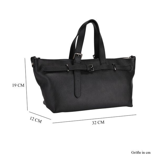 Echtleder-Crossbody-Bag im Trapez-Design, 32x12x19 cm, Schwarz image number 6