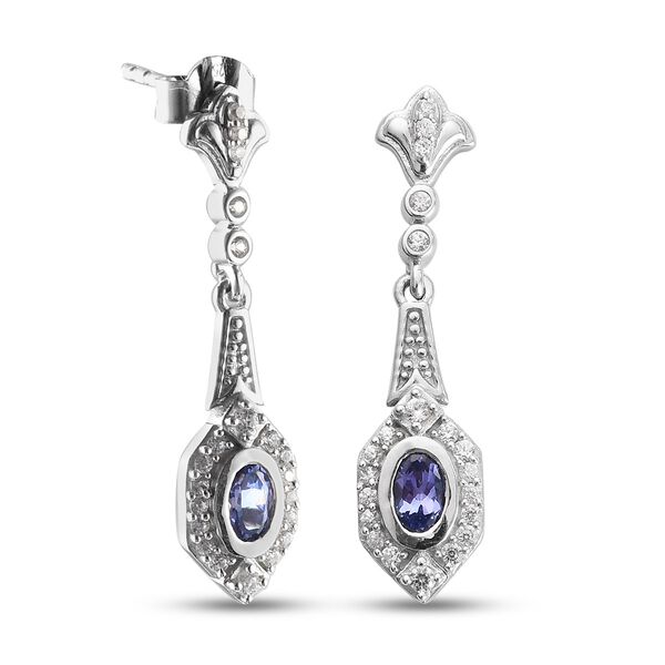 AA Tansanit und Zirkon Ohrh&auml;nger 925 Silber platiniert ca. 0,94 ct&nbsp; image number 4