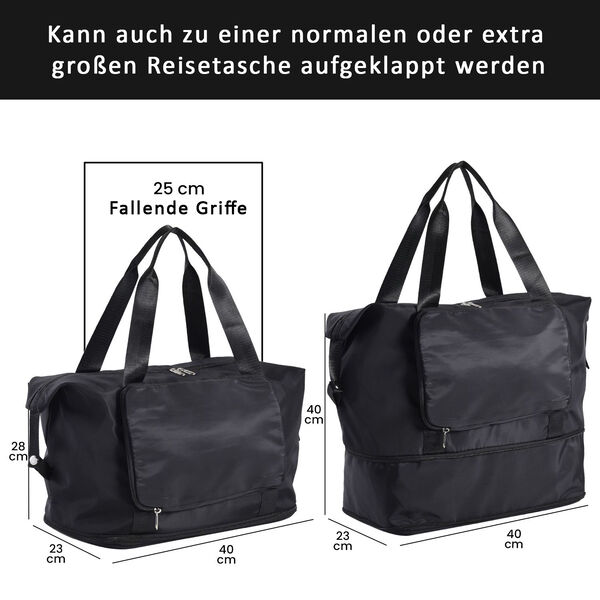 Faltbare Nylon-Reisetasche, Schwarz image number 6