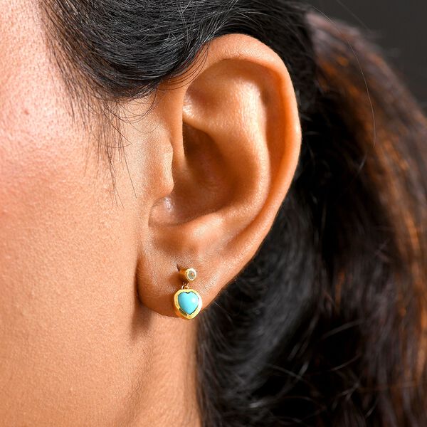 D'Joy Sleeping Beauty T&uuml;rkis, Blauer Apatit Ohrringe 925 Silber 750 Gelb Vergoldet ca. 0.91 ct image number 3