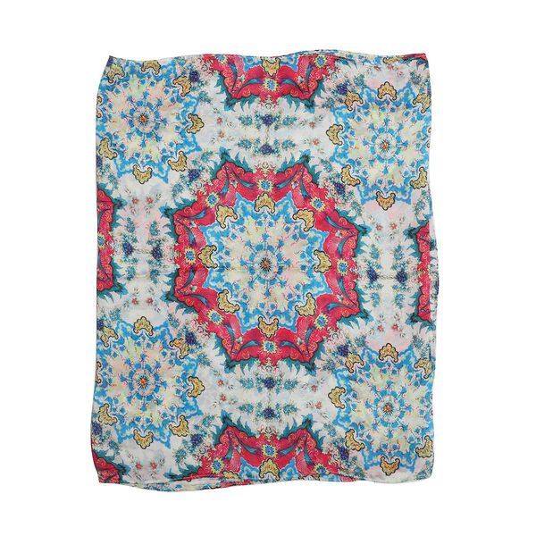 100% nat&uuml;rlicher Satin Seiden Schal, Mandala Muster, Rot image number 5