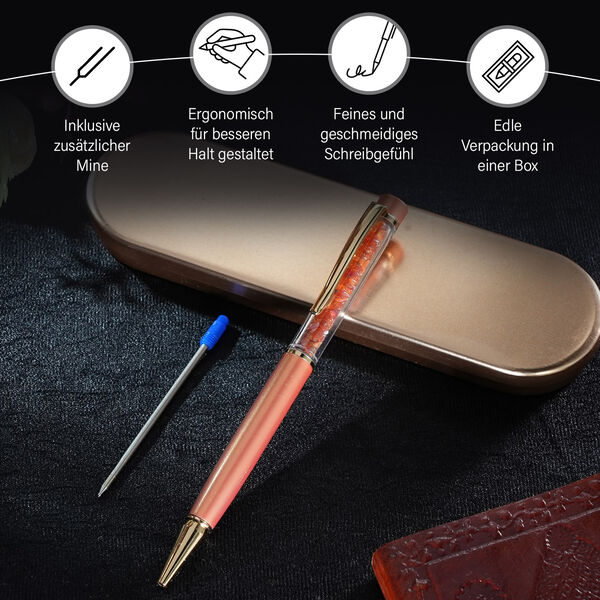 Premium Kollektion - Echter Feueropal-Kugelschreiber mit Extra-Mine image number 4