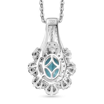 D'joy AAA Betroka Blauer Apatit Anh&auml;nger mit Kette (ca. 50 cm), 925 Silber rhodiniert ca. 1,99 ct.