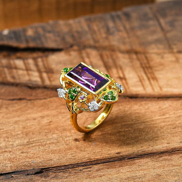 GP Italian Garden Kollektion- Afrikanischer Amethyst, Chromdiopsid, Rhodolith Granat, Zirkon und blauer Saphir-Ring - 4,78 ct. image number 2