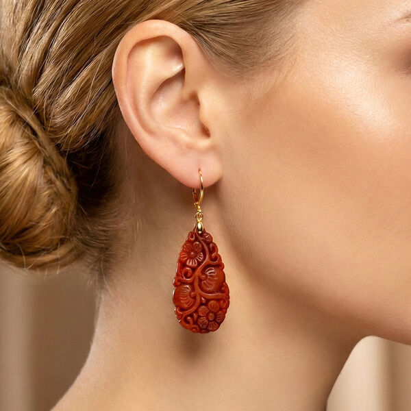 D'Joy rote Jade Ohrringe - 35 ct. image number 2