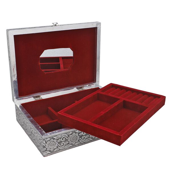 Schmuckk&auml;stchen aus Holz mit Aluminiumbeschlag, Pferde-Verzierung, Silber image number 7