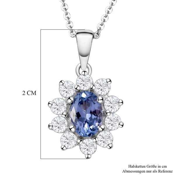 Tansanit und wei&szlig;er Zirkon-Anh&auml;nger mit Kette - 1,69 ct. image number 6