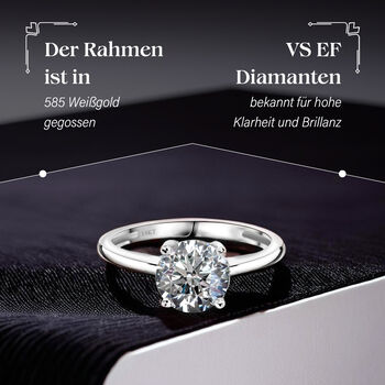 LUXURIANT VS-EF Labor Diamant Ring in 585 Wei&szlig;gold - 1 ct.