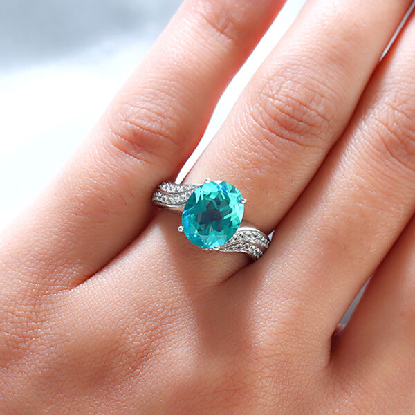 Pfau Triplett Quarz und Zirkon Ring 925 Silber platiniert  ca. 4,22 ct image number 3