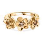 AA Natürlicher goldener Tansanit, Weißer Zirkon Ring, 925 Silber 750 Gelbgold Vermeil (Größe 20.00) ca. 0.36 ct