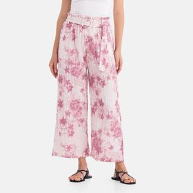 Weit geschnittene Hose, Blumenmuster, 99×35,5cm, Aprikose