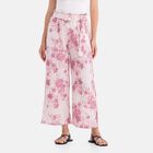 Weit geschnittene Hose mit Blumenprint, High-Waist-Design, elastischer Bund, mit Seitentaschen, elastisch und bequem, Einheitsgröße, Länge 99 cm, Aprikose