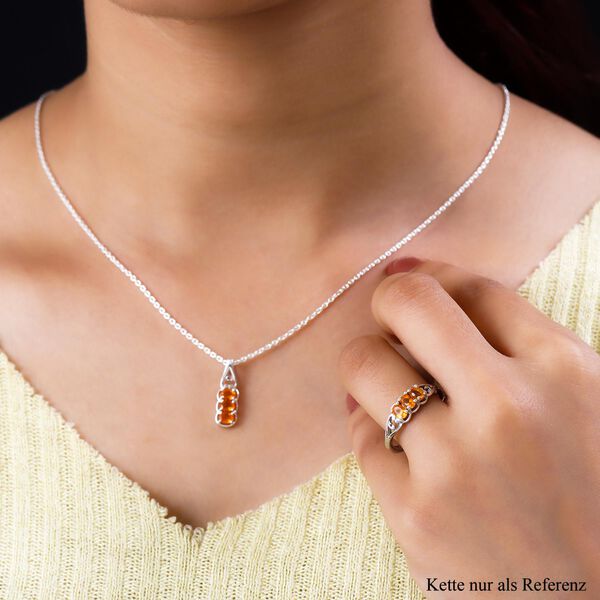 2er-Set-Salamanca Feueropal-Trilogie-Ring und Anh&auml;nger, 925 Silber platiniert, 0,70 ct. image number 3