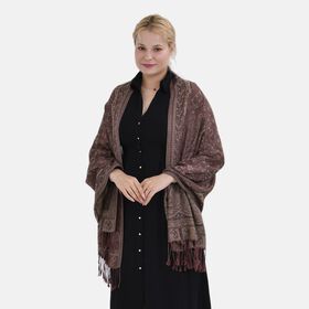 Jacquard Paisley-Schal, 175cm x 70cm, braun