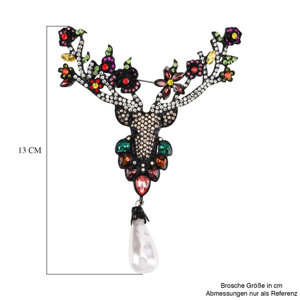 Kunststoff Perle, Mehrfarbiger Kristall Brosche  Schwarz image number 4